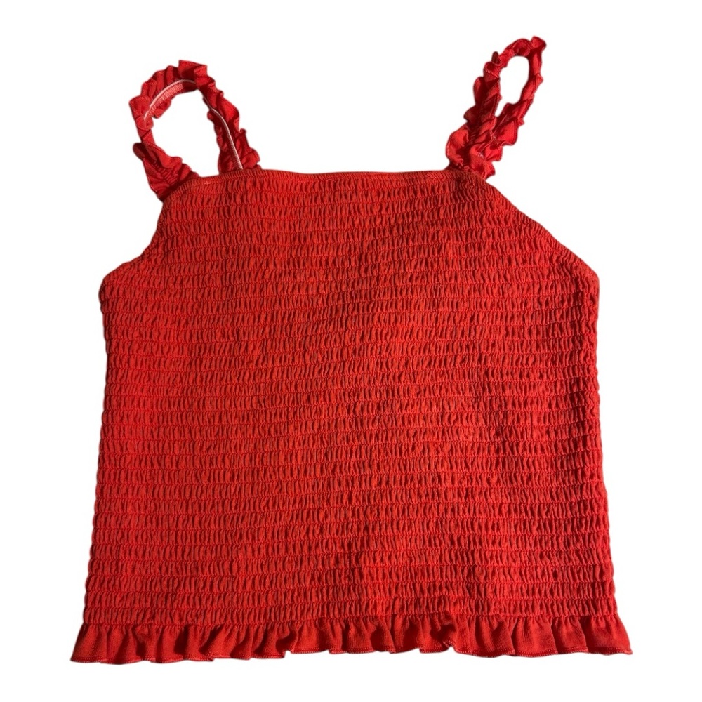 SO Goods for Life Red Smocked Women's Top Crop Top Cami Size Medium